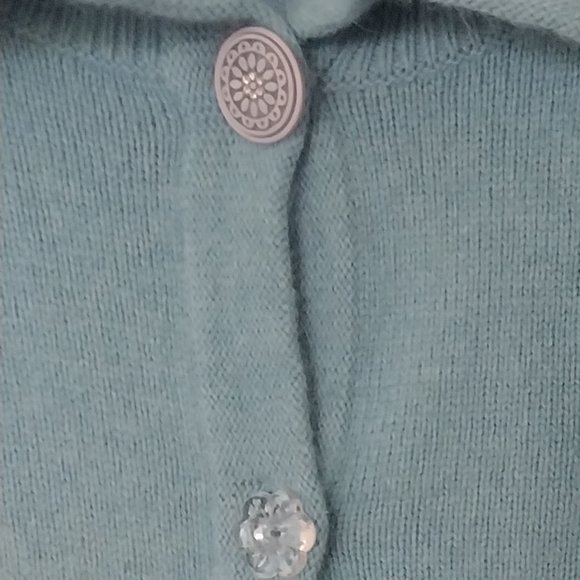 Tapemeasure Vintage Blue Pointelle Knit Angora Blend Button Up Cardigan NWOT - Picture 12 of 12